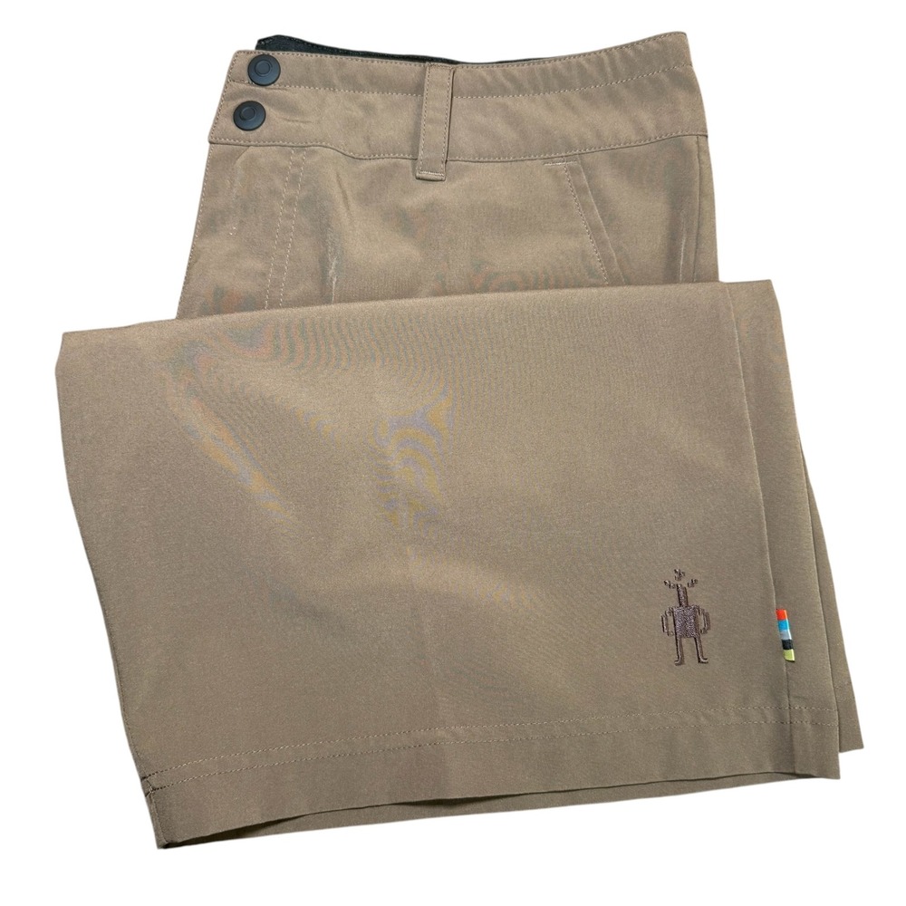 Smartwool Mens Merino Sport Lined Shorts Tan Brown Hiking Athletic Size Medium